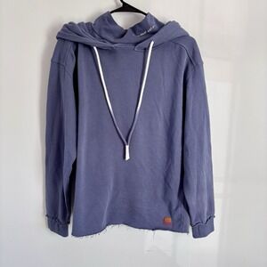 Peace Love World BlueCowl‎ Neck Hoodie Sz S Thumb Holes